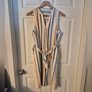 Women's 'A New Day' Striped Sleeveless Linen Dress Sz M